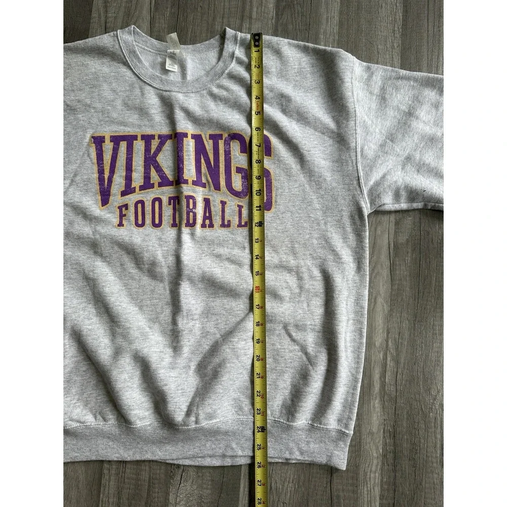 Jerzees Minnesota Vikings Crewneck Sweatshirt Size Large Gray Unisex